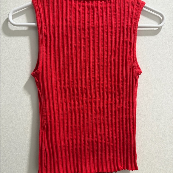 Free People Scarlet Ribbed Button-Down Top - Picture 3 of 3